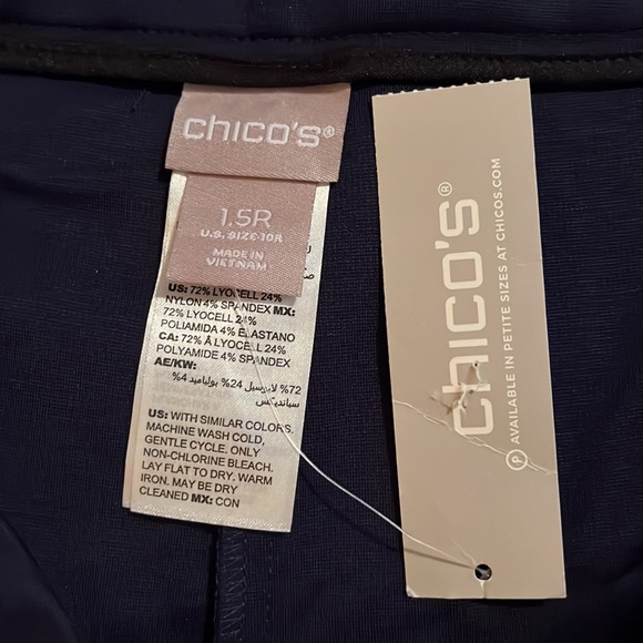 CHICOS Size 1.5 Medium US 10 Seasonless Pointe Wideleg Navy Blue Stretch $89 NEW - Picture 14 of 16
